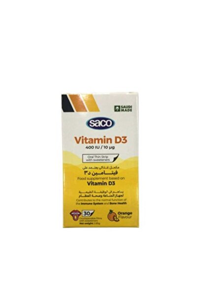 Saco Vitamin D3 400 IU Orange Flavor, 30 Strips