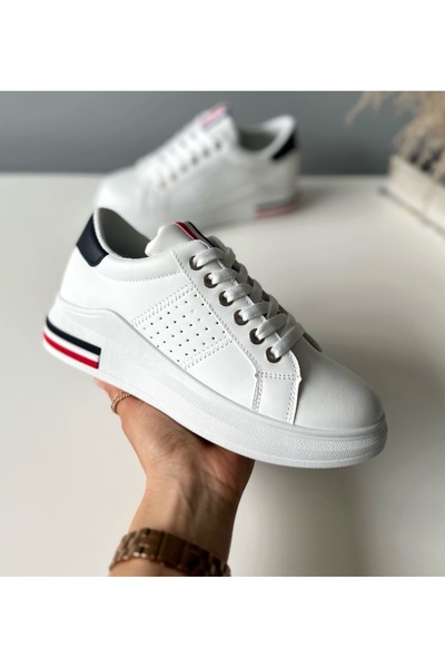 Casual Women's sneakers made of eco-leather, casual, J2185, White