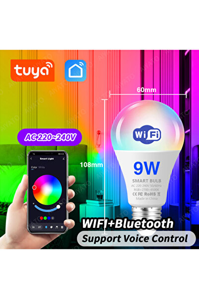 Choice نعم 220 فولت واي فاي 9 واط تويا واي فاي بلوتوث لمبة ليد الحياة الذكية ...