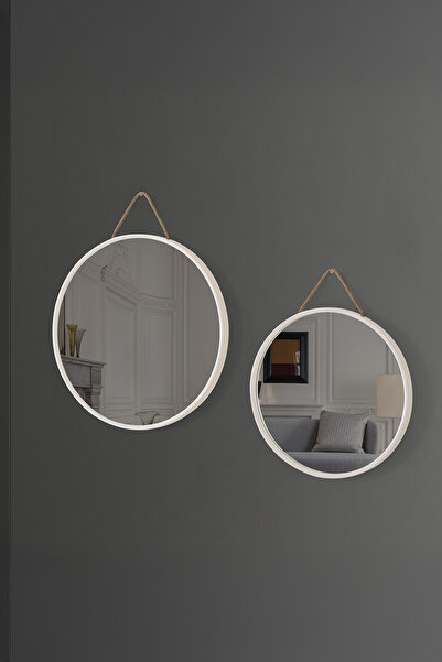 vovvahome Mirora 2'li Yuvarlak Dekoratif Duvar Aynası | Boyalı Ahşap Çerçevel...