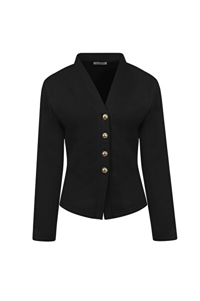 La Sarta Curtain Set Buttoned Fleece-Lined Black 3-Piece Set