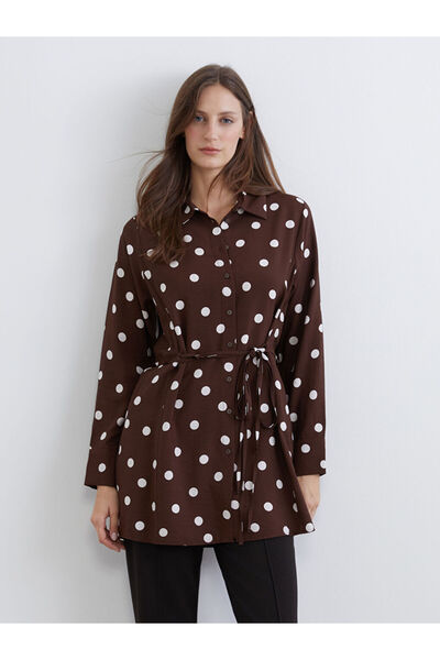 LC Waikiki Lcwaikiki classic brown polka dot women's shirt tunic