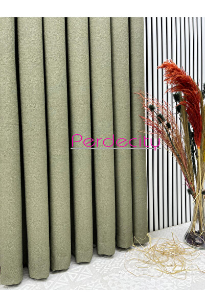 PERDECITY Bohemian Style Linen Gizia Green Background Curtain (Single Panel) Does Not Need Ironing, Heavy Weight, Suitable for Any Room.