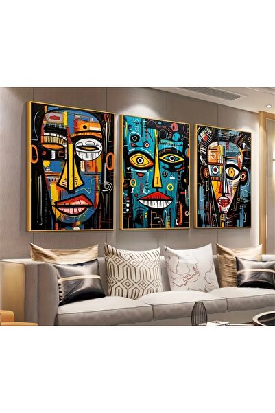 3 adet afrika kabile kanvas set poster
