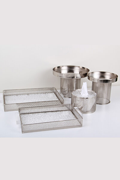 Generic Cake and dessert stand set + serving tray set + tissue box holder in a royal design