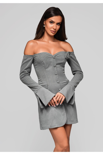 OMBRE Večerní šaty LA-OM-DLR221 - šedé