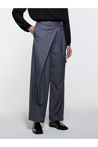 Sisley Women's Viscose Blended Buckle Belt with Pockets Palazzo Pants 325A4K2Klf07K-Sis902