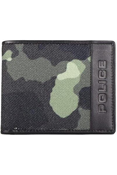 Police Camou Pack-Up Men's wallet, genuine leather + textile, army