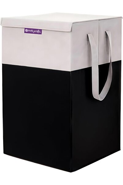 PrettyKrafts Folding Laundry Basket for Clothes, 75 Litre, Black