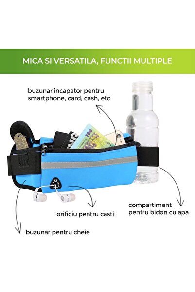 zioda smart essentials Husă de alergare și sport cu centură - - reglabilă, impermeabilă, reflectorizantă, albastră