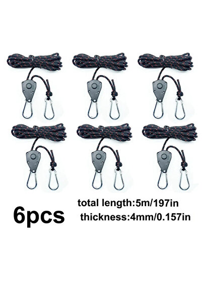 Choice 5 م 6 قطع 6 قطع حبل ربط خيمة التخييم محكم الربط حبل الرياح مشبك بكرة س...