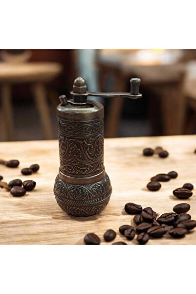 Bakır Center Stylishly Designed 11 cm Ottoman Motif Authentic Handmade Black Pepper Salt Rice Mill Mini Grinder