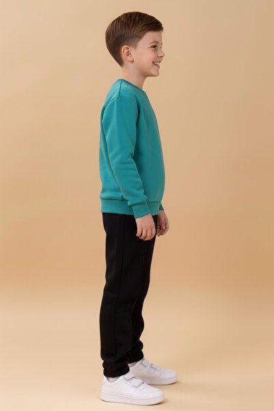 Perendi Boy's Crew Neck Embroidered Winter Suit - Petrol