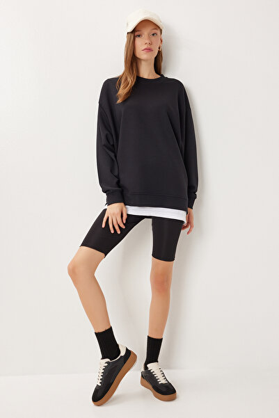 Lovelyİstanbul oversized Basic Soft Modal Φούτερ LUB0249 ΜΑΥΡΟ
