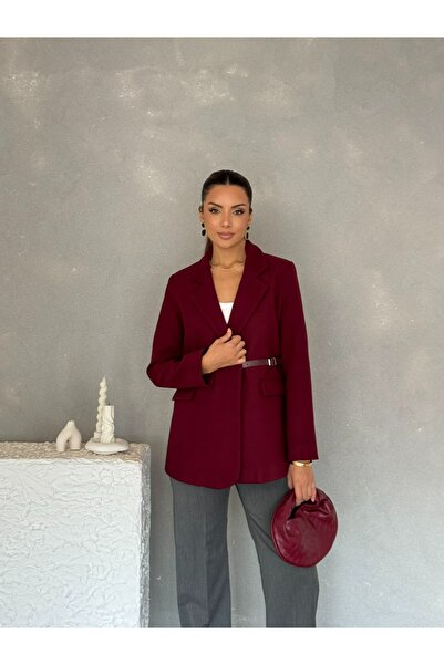 Nesil Lined Short Cashmere Leya Jacket with Side Belt Detail