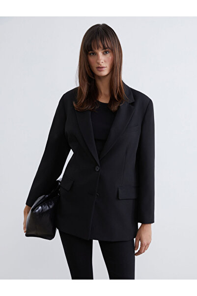 LC Waikiki Black Crepe Women's Blazer Jacket