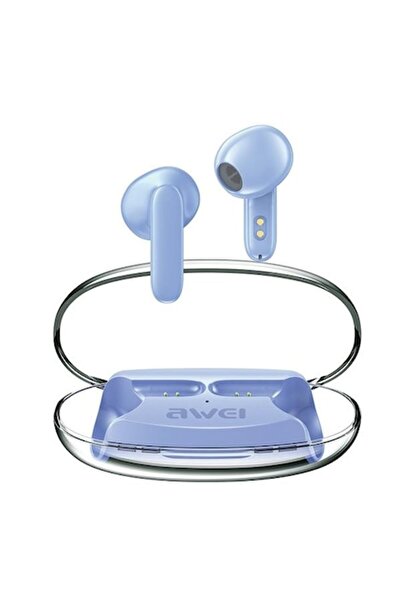 AWEI Căști intraauriculare fără fir, Bluetooth 5.3, 300mAh, albastre