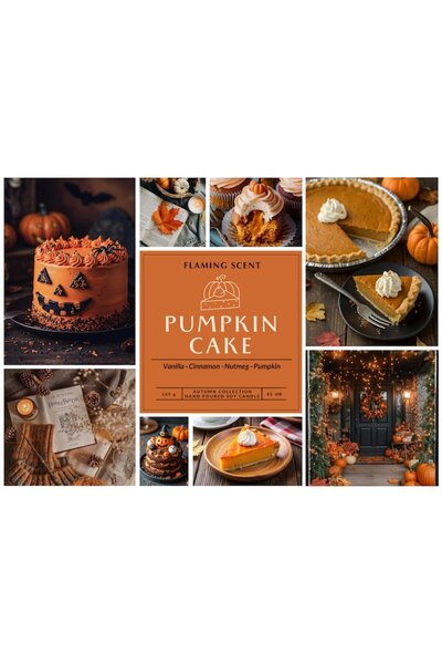 OEM Scented Soy Candle with Wooden Wick, Flaming Scent, Pumpkin Cake, handmade, 165 g