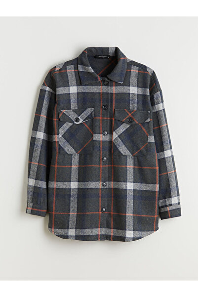 LC Waikiki Green Plaid Oversize Women's Lumberjack Shirt Jacket