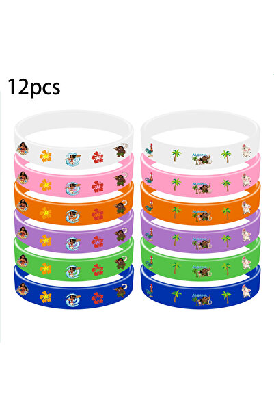 Choice 12pcs Bracelets Moana 2 Birthday Party Supplies Kids Party Gift Favor Ballons Slap Bracelets Gifts B