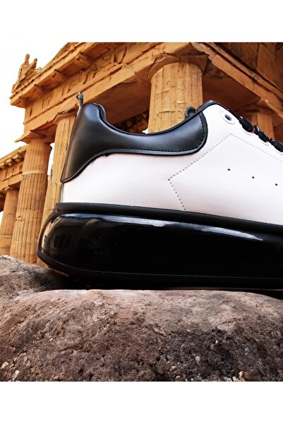 EXCLUSIVE STYLE Adidasi ALX - Alb cu negru si talpa neagra