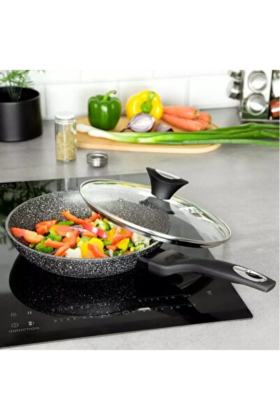 Klausberg Алуминиев тиган с капак, мраморен, сив, 20 см