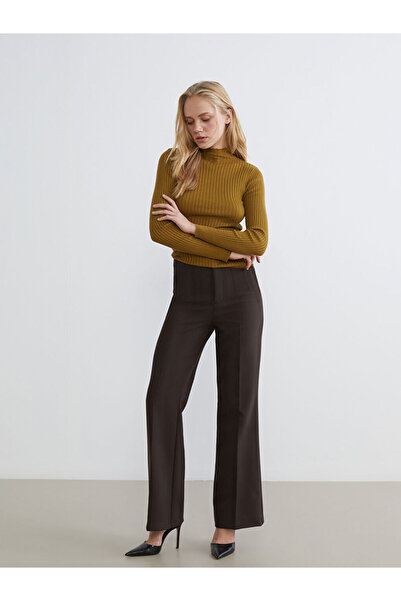 LC Waikiki LCW Vision Kahverengi Dar Fit Geniş Paça Kadın Pantolon