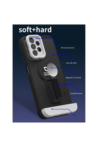 Flippy Armor Design Case with Stand for iPhone 14 (6.1) Black/White, Magnetic Car Holder, Shockproof,