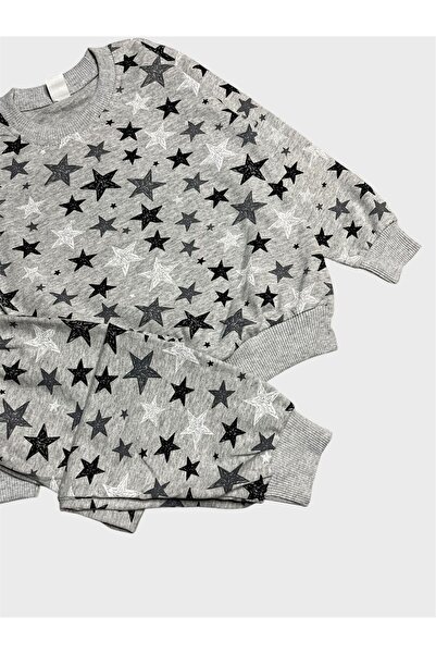 tusem butik homewear Boy's Cotton Star Patterned Long Sleeve Transitional Pajama Set