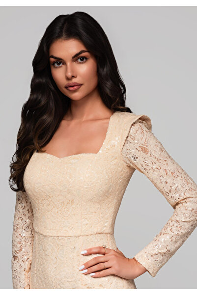 OMBRE Βραδινό φόρεμα LA-OM-DLR210 - κρεμ