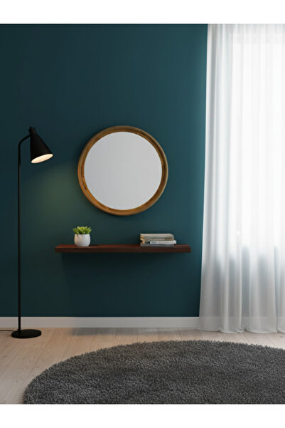 BEC26 Modern round wall mirrors with a wooden frame and black rope