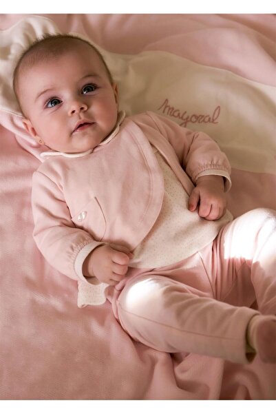 MAYORAL طقم ملابس علوية وسفلية منقطة للفتيات الصغيرات باللون الوردي