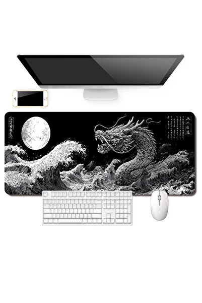 Rever Ejderha Desenli 90x40cm Mousepad Kaymaz Taban Gaming Oyuncu Mouse pad