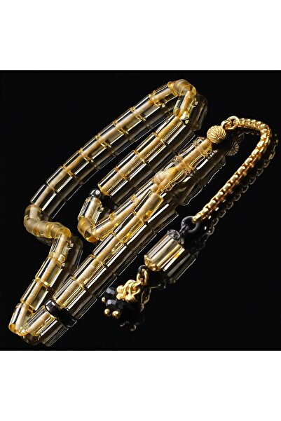 TESBİHCİBABA Wrist-Length Transparent Structure Drop-Shaped Amber Prayer Beads