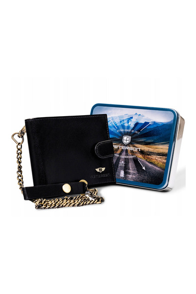 Other Men's horizontal wallet made of genuine leather with a chain - Peterson
