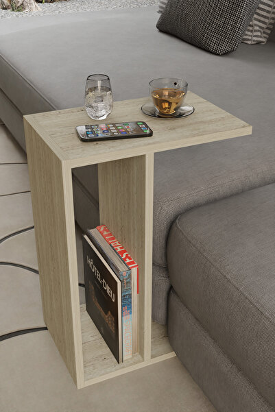 alpaevmobilya C Tasarım Koltuk Yanı Sehpa, Kitaplıklı, Modern Laptop & Kahve ...