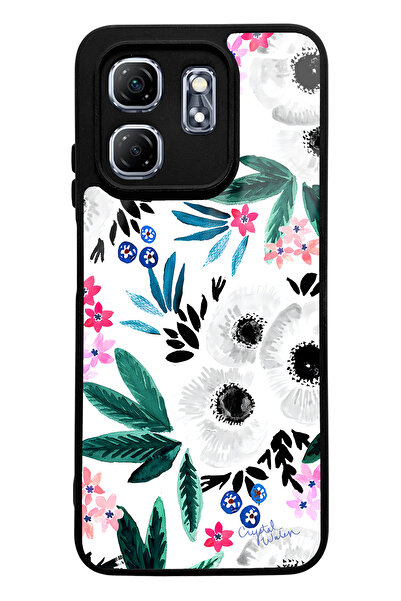 Spoyi Infinix Hot 50I Compatible White Floral Design Glossy Phone Case