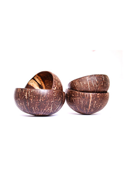 LIFESTYLER Pack of 4 polished coconut bowls (11-14 cm)