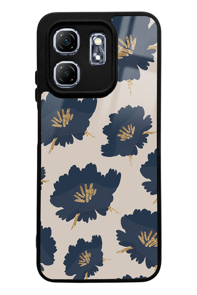 Spoyi Infinix Hot 50I Compatible Blue Flowers Design Glossy Phone Case