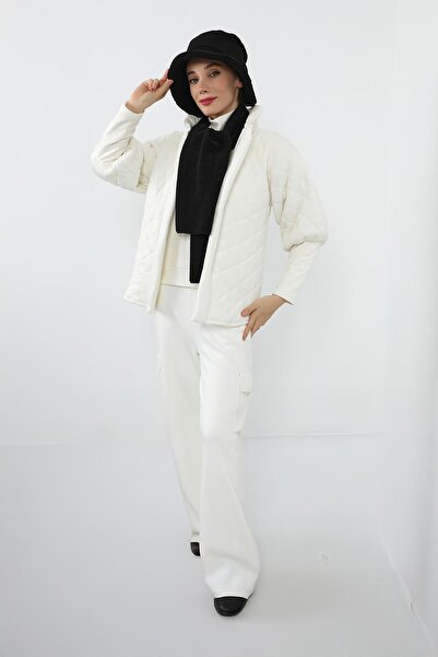 Aisha's Design Winter Plain Cashmere Bucket Hat and Scarf Set,Bat-1Dk,Black