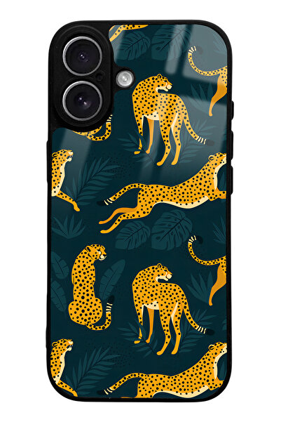 Spoyi iPhone 17 Leaf Leopard Design Glossy Phone Case Compatible