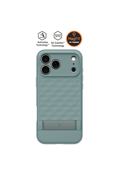 Spigen حافظة iPhone 17 Pro MagSafe Parallax S غطاء ثلاثي الأبعاد باللون الأخض...