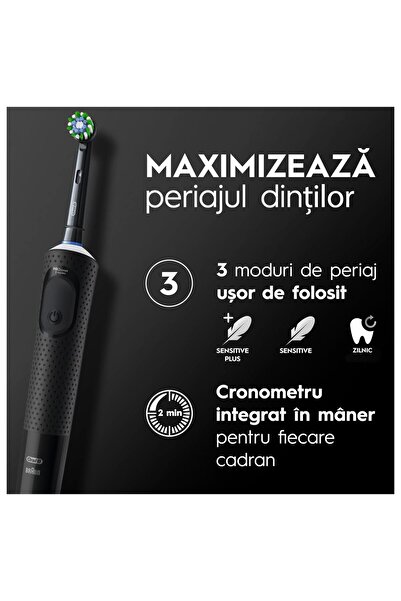 Oral-B Periuță de dinți electrică Vitality Pro, curățare 2D, 3 programe, 1 încărcător, 2 rezerve, neagră