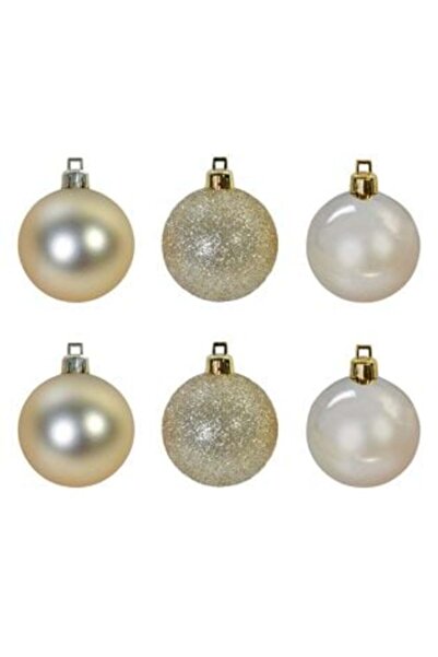 SHOPIENS Set globuri de Crăciun bej mate strălucitoare cu sclipici Ø10 cm - 6...
