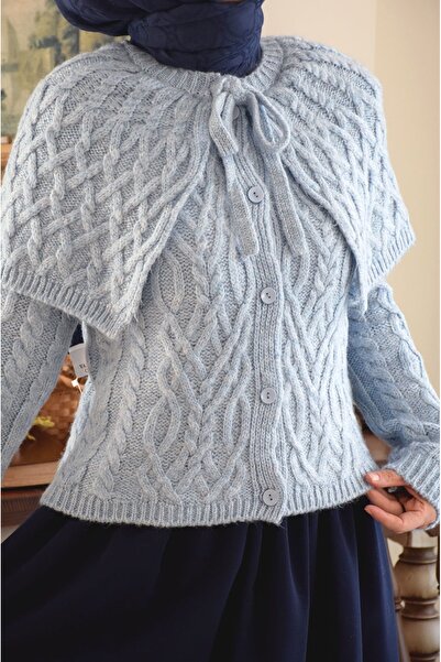 EMİNOS BUTİK Pelerinli Triko Hırka