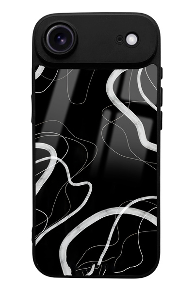 Spoyi iPhone 17 Air Black Wave Design Glossy Phone Case Compatible