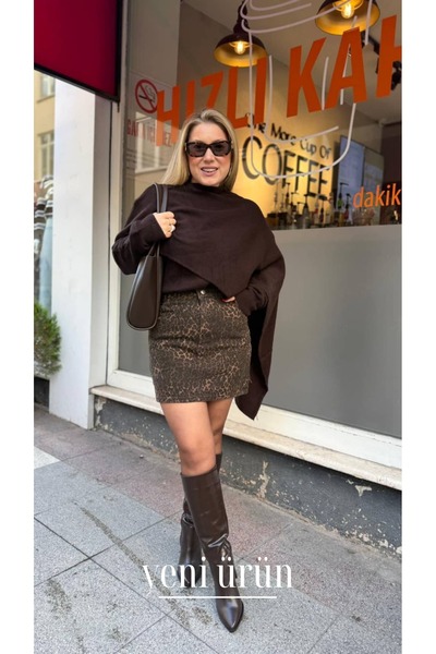 Serpirella Butik Gabardine Leopard Skirt