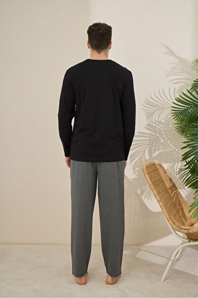 FORMO Чоловічий 100% бавовняний комплект піжами з довгими рукавами та принтом