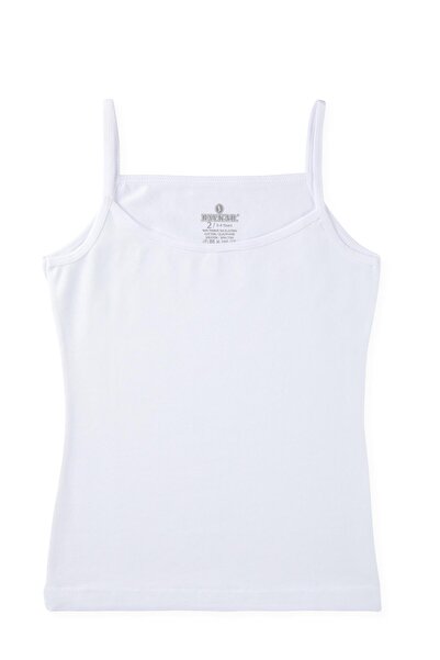 BAYKAR Girl's Cotton Thin Strap Plain Classic Undershirt 2-Pack 4200 White