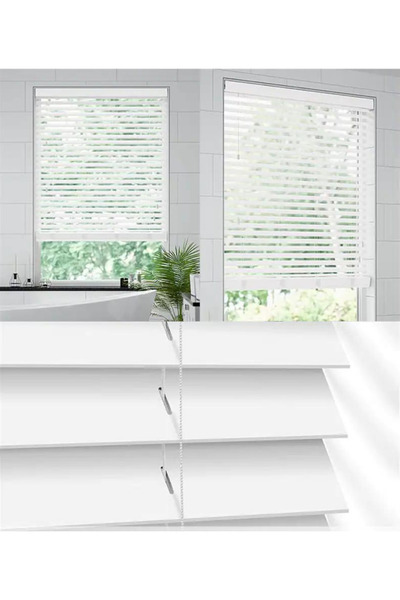 YS PERDE TASARIM Wooden Blinds %100 Doğal Ahşap Jaluzi Perde 50mm,Alüminyum K...